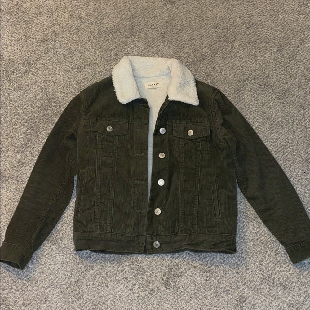 Green Corduroy Sherpa Jacket
